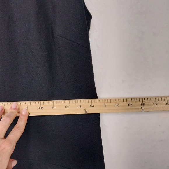 Banana Republic Black Dress Size 4 Small 100% Wool Sleeveless Fit Flare High Low - Picture 9 of 13